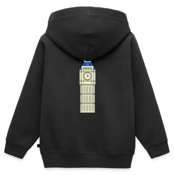 big ben design - Kinder Premium Organic Zip Hoodie - Schwarz - Hinten - AI Model Kid Male (0cm)
