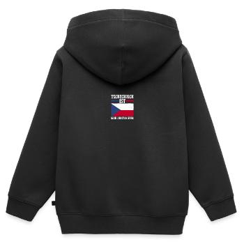 Tchèques République tchèque - Sweat Premium à capuche zippé enfant bio - noir - Dos - AI Model Kid Male (0cm)