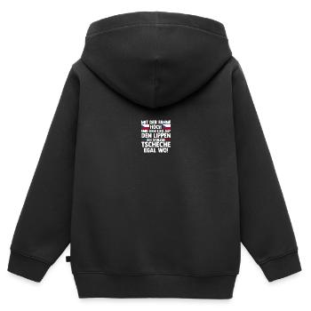 Tchèques République tchèque - Sweat Premium à capuche zippé enfant bio - noir - Dos - AI Model Kid Male (0cm)