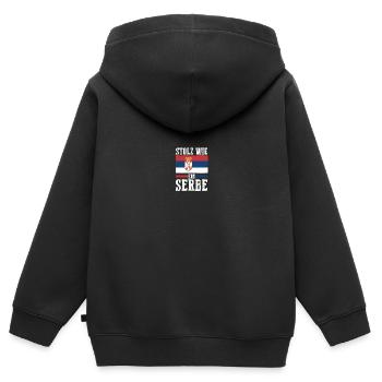 Serbe Serbe Serbie - Sweat Premium à capuche zippé enfant bio - noir - Dos - AI Model Kid Male (0cm)
