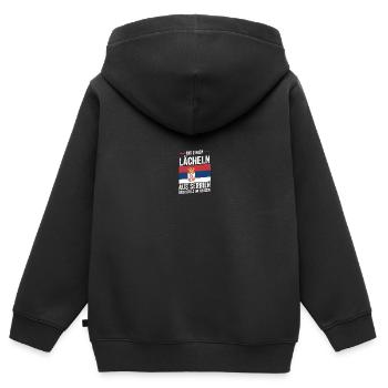 Serbe Serbe Serbie - Sweat Premium à capuche zippé enfant bio - noir - Dos - AI Model Kid Male (0cm)