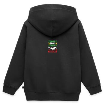 Weihnachtsmann Weihnachten Reiten Reiterin Pferde - Kinder Premium Organic Zip Hoodie - Schwarz - Hinten - AI Model Kid Male (0cm)