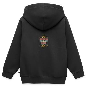 Lebenspartnerin Alice - Kinder Premium Organic Zip Hoodie - Schwarz - Hinten - AI Model Kid Male (0cm)