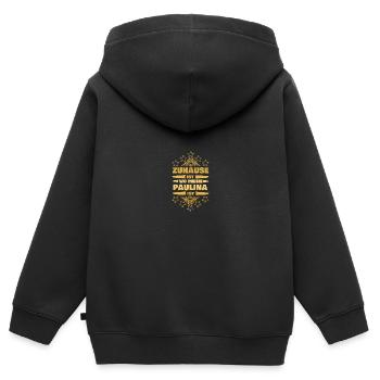 Geschenk für Paulina - Kinder Premium Organic Zip Hoodie - Schwarz - Hinten - AI Model Kid Male (0cm)