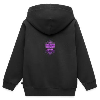 Girlfriend Leora - Kids Premium Organic Zip-up Hoodie - black - Back - AI Model Kid Male (0cm)