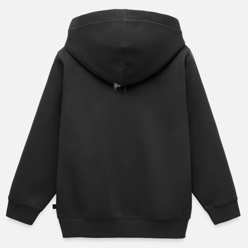 Kranich - Sweat Premium à capuche zippé enfant bio - noir