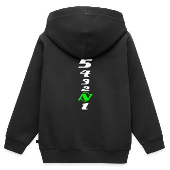Motorrad-Getriebe - Kinder Premium Organic Zip Hoodie - Schwarz - Hinten - AI Model Kid Male (0cm)
