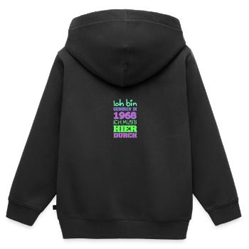 geboren 1968 - Kinder Premium Organic Zip Hoodie - Schwarz - Hinten - AI Model Kid Male (0cm)