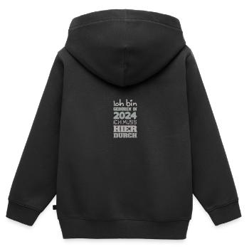 Bin 2024 - Kinder Premium Organic Zip Hoodie - Schwarz - Hinten - AI Model Kid Male (0cm)