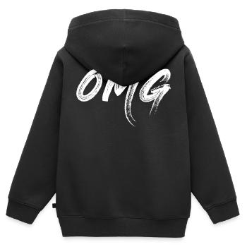 OMG, blanc - Sweat Premium à capuche zippé enfant bio - noir - Dos - AI Model Kid Male (0cm)