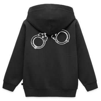 menottes - Sweat Premium à capuche zippé enfant bio - noir - Dos - AI Model Kid Male (0cm)