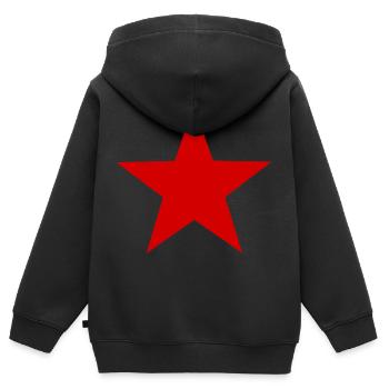 Étoile rouge - Sweat Premium à capuche zippé enfant bio - noir - Dos - AI Model Kid Male (0cm)