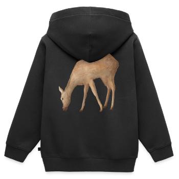 Reh - Kinder Premium Organic Zip Hoodie - Schwarz - Hinten - AI Model Kid Male (0cm)