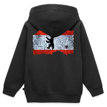 Regard drapeau Berlin / drapeau de cru utilisé - Sweat Premium à capuche zippé enfant bio - noir - Dos - AI Model Kid Male (0cm)