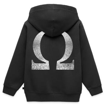 oméga - Sweat Premium à capuche zippé enfant bio - noir - Dos - AI Model Kid Male (0cm)