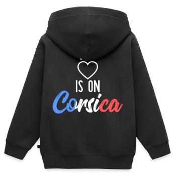 Ich liebe Korsika - Kinder Premium Organic Zip Hoodie - Schwarz - Hinten - AI Model Kid Male (0cm)