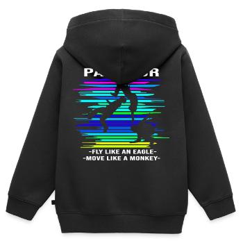 Parkour Backflip - Sweat Premium à capuche zippé enfant bio - noir - Dos - AI Model Kid Male (0cm)