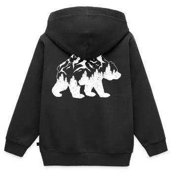 Randonneur ours paysage nature montagnes cadeau - Sweat Premium à capuche zippé enfant bio - noir - Dos - AI Model Kid Male (0cm)