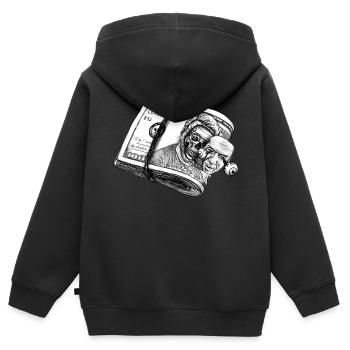 Le dollar face à face - Sweat Premium à capuche zippé enfant bio - noir - Dos - AI Model Kid Male (0cm)
