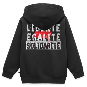 antifa liberté égalité fraternité - Sweat Premium à capuche zippé enfant bio - noir - Dos - AI Model Kid Male (0cm)