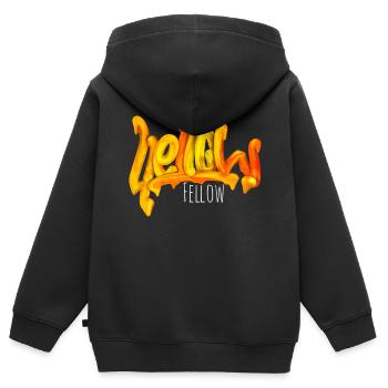 Lieblingsfarbe gelb yellow Geschenk Schrift - Kinder Premium Organic Zip Hoodie - Schwarz - Hinten - AI Model Kid Male (0cm)