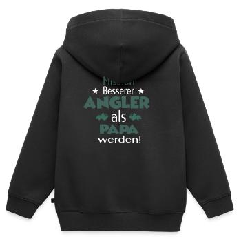 Angeln Geburt Geschenk Anglerpapa Angeln Vater - Kinder Premium Organic Zip Hoodie - Schwarz - Hinten - AI Model Kid Male (0cm)