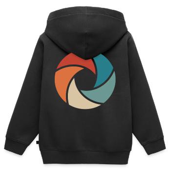 Kamera - Kinder Premium Organic Zip Hoodie - Schwarz - Hinten - AI Model Kid Male (0cm)