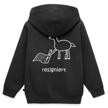 resigniert, Reh, lustiges Reh, Wortspiel, Tiere - Kinder Premium Organic Zip Hoodie - Schwarz - Hinten - AI Model Kid Male (0cm)