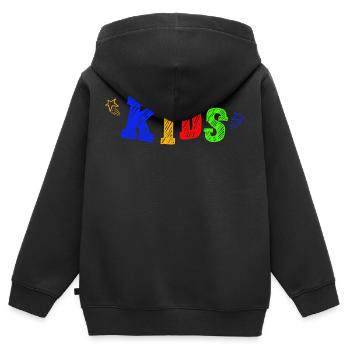 Kids - Kinder Premium Organic Zip Hoodie - Schwarz - Hinten - AI Model Kid Male (0cm)
