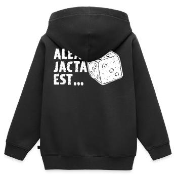 Alea jacta est Latein Spruch Geschenk Alte Sprache - Kinder Premium Organic Zip Hoodie - Schwarz - Hinten - AI Model Kid Male (0cm)