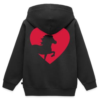 Islandpferd - Kinder Premium Organic Zip Hoodie - Schwarz - Hinten - AI Model Kid Male (0cm)
