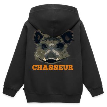 LE CHASSEUR - Sweat Premium à capuche zippé enfant bio - noir - Dos - AI Model Kid Male (0cm)