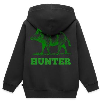 hunters - Kids Premium Organic Zip-up Hoodie - black - Back - AI Model Kid Male (0cm)