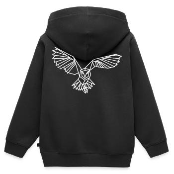 Eule Kontur - Kinder Premium Organic Zip Hoodie - Schwarz - Hinten - AI Model Kid Male (0cm)