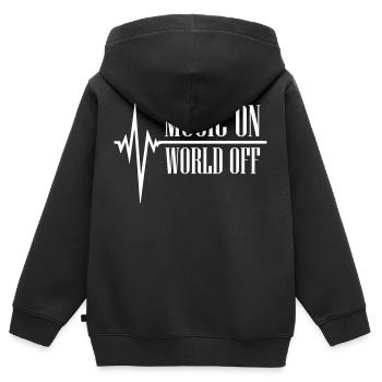 Heart Beat Music On World Off - Kinder Premium Organic Zip Hoodie - Schwarz - Hinten - AI Model Kid Male (0cm)