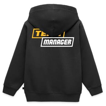 RESPONSABLE D'ÉQUIPE, CADRE - Sweat Premium à capuche zippé enfant bio - noir - Dos - AI Model Kid Male (0cm)