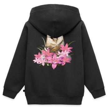Schleiereule - Kinder Premium Organic Zip Hoodie - Schwarz - Hinten - AI Model Kid Male (0cm)