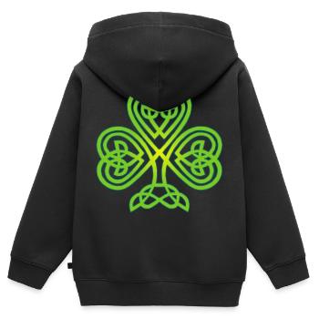 Irischer Klee - Kinder Premium Organic Zip Hoodie - Schwarz - Hinten - AI Model Kid Male (0cm)