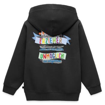Großartiger Erzieher - Kinder Premium Organic Zip Hoodie - Schwarz - Hinten - AI Model Kid Male (0cm)