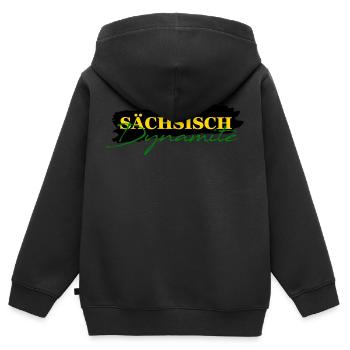 Sächsisch Dynamite - Kinder Premium Organic Zip Hoodie - Schwarz - Hinten - AI Model Kid Male (0cm)