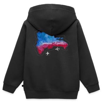 Map blue red Dominican Republic - Kids Premium Organic Zip-up Hoodie - black - Back - AI Model Kid Male (0cm)