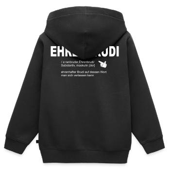 Ehrenbrudi, Ehren Brudi, Ehrenbruder, Ehren Bruder - Kinder Premium Organic Zip Hoodie - Schwarz - Hinten - AI Model Kid Male (0cm)