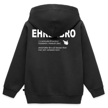 Ehrenbro, Ehren Bro, Ehrenbruder - Kinder Premium Organic Zip Hoodie - Schwarz - Hinten - AI Model Kid Male (0cm)