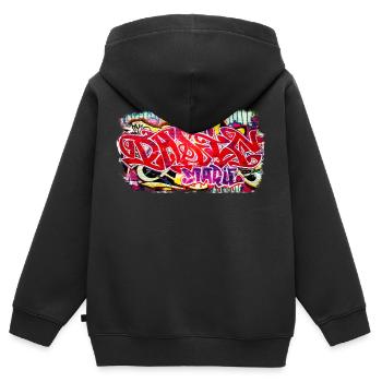 Mur de Berlin Graffiti Schrift - Sweat Premium à capuche zippé enfant bio - noir - Dos - AI Model Kid Male (0cm)