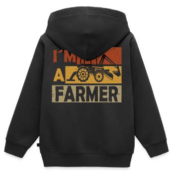 Je suis agriculteur, agriculteur - Sweat Premium à capuche zippé enfant bio - noir - Dos - AI Model Kid Male (0cm)