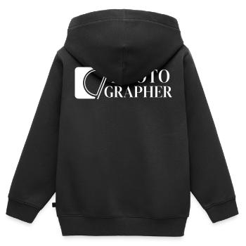 PHOTOGRAPHER - Kinder Premium Organic Zip Hoodie - Schwarz - Hinten - AI Model Kid Male (0cm)