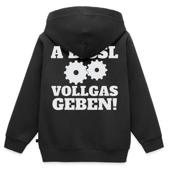 Vollgas, Gas geben, Humor, a bissl Vollgas geben - Kinder Premium Organic Zip Hoodie - Schwarz - Hinten - AI Model Kid Male (0cm)