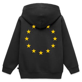 Europa - Kinder Premium Organic Zip Hoodie - Schwarz - Hinten - AI Model Kid Male (0cm)