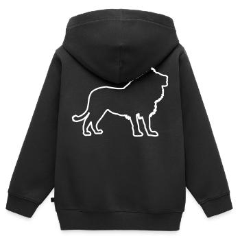 Löwe Silhouette Kontur - Kinder Premium Organic Zip Hoodie - Schwarz - Hinten - AI Model Kid Male (0cm)
