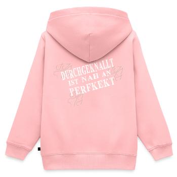 Durchgeknallt ist nah an Perfekt - Kinder Premium Organic Zip Hoodie - Rosa - Hinten - AI Model Kid Female (0cm)